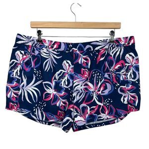 Columbia PFG Tamiami Navy Pink Floral Quick Dry Active Shorts Womens XXL